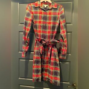 Brooks Brothers red fleece size 2 tartan button down shirt dress